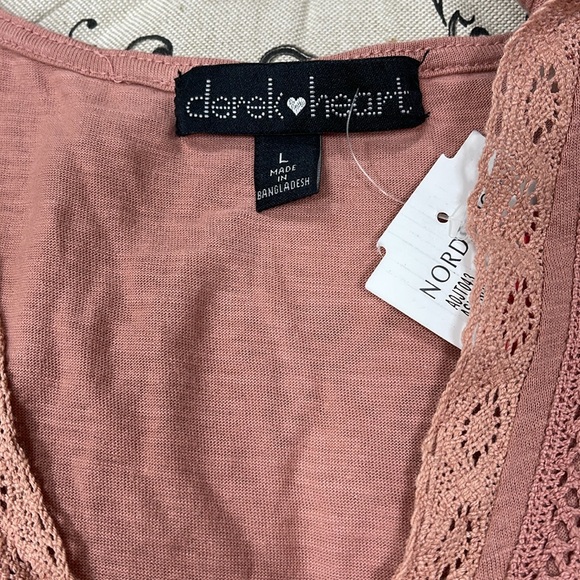 Derek Heart Knit Lace  Short Sleeve Peasant Top - Picture 3 of 5